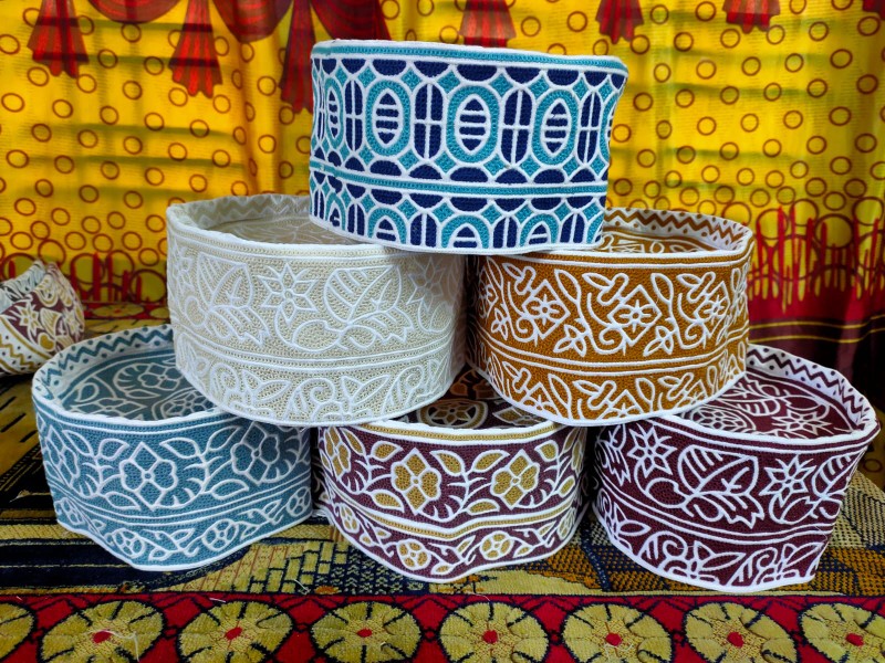 Elegant  Omani Computer Cap Topi Kumma with Detailed Stitching