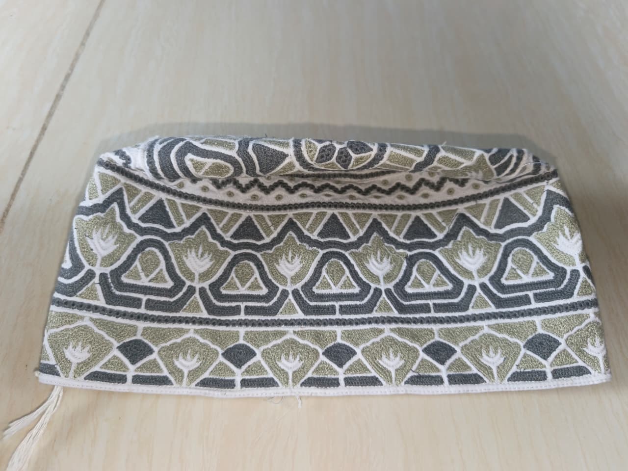 White Omani Caps with Elegant Stitching