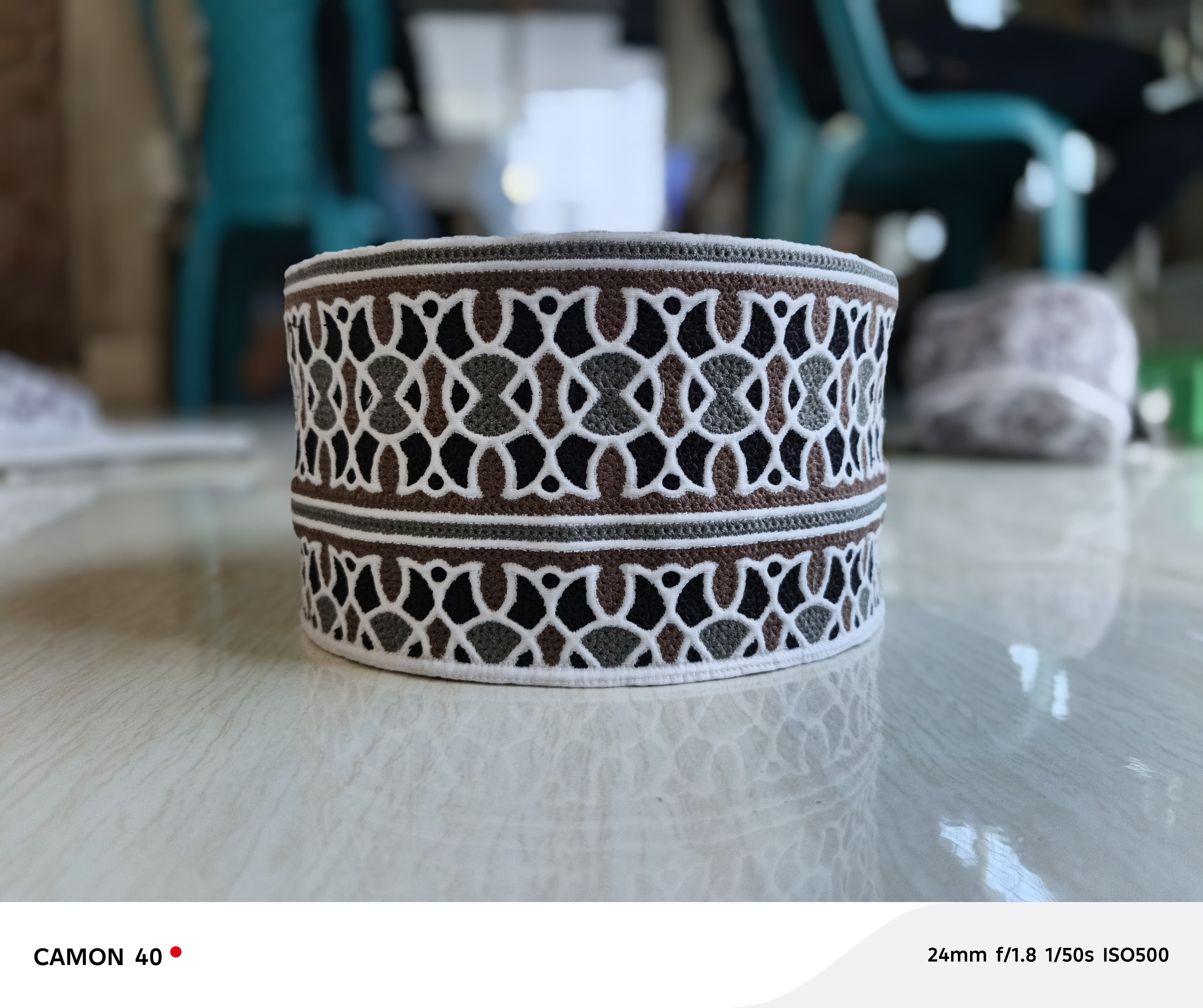 Elegant White Embroidered Omani Cap